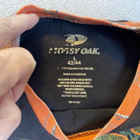 Mossy Oak Mens Tank Top 2XL Camouflage Sleeveless Graphic Logo Black Orange Hunt - Picture 3 of 7